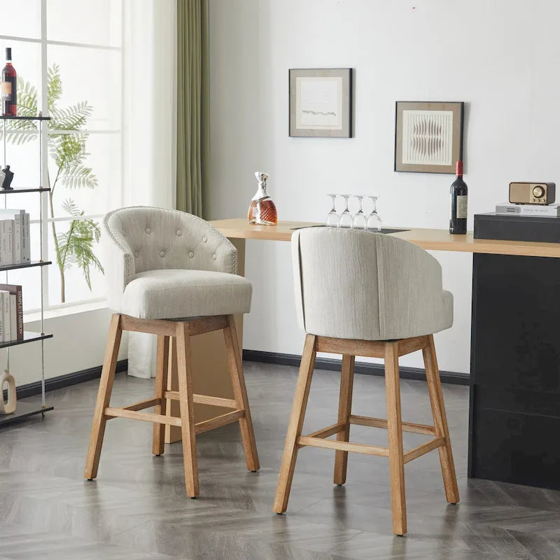 Moore Modern Rubberwood Swivel 33.25-Inch Barstool (set of 2) by Christopher Knight Home