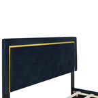 Queen Size Upholstered Platform Bed With Pull Point Headboard