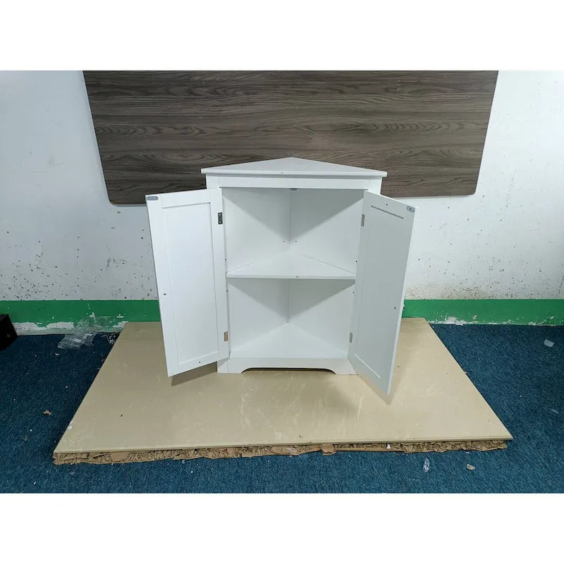 Floor Corner Cabinet with 2 Doors and Adjustable Shelves