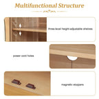 60 Farmhouse 4-Door Large Storage Vintage Sideboard with Metal Handles and Adjustable Shelves