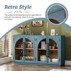 60 Farmhouse 4-Door Large Storage Vintage Sideboard with Metal Handles and Adjustable Shelves